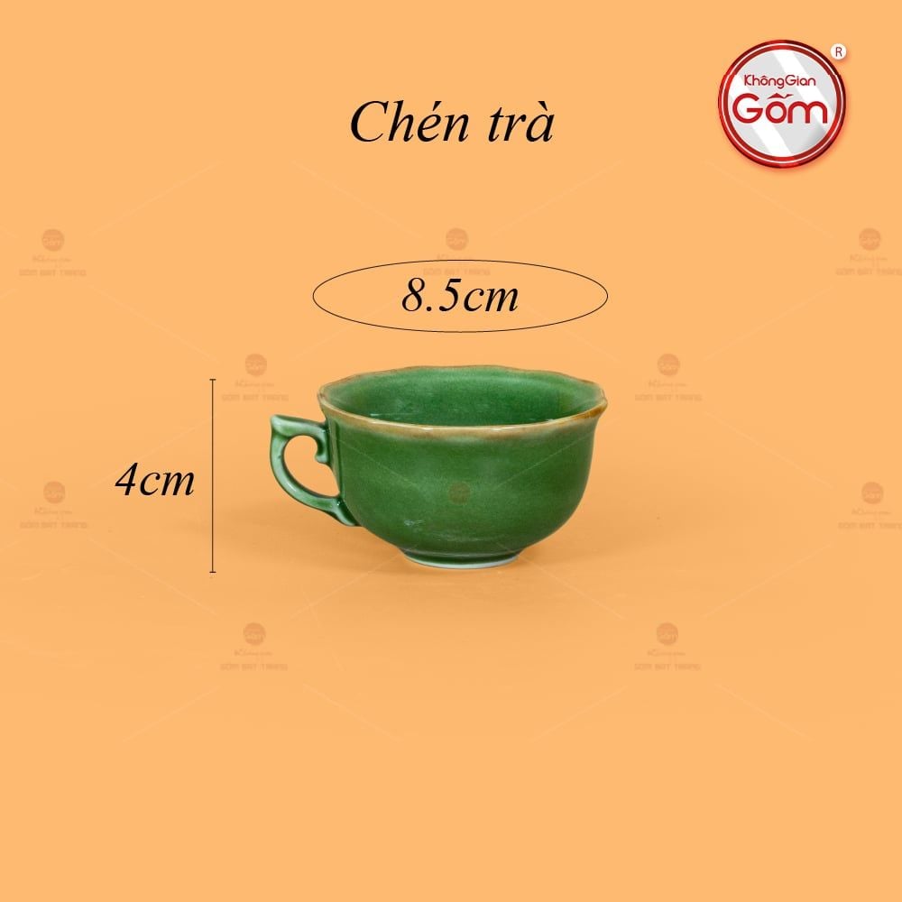 Bộ Trà Men Hỏa Biến Xanh Lục Mẫu Đơn