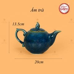 Bộ Trà Men Hỏa Biến Xanh Mẫu Đơn