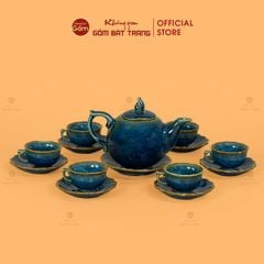 Bộ Trà Men Hỏa Biến Xanh Mẫu Đơn