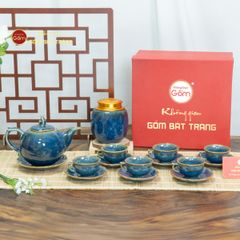 Bộ Trà Men Hỏa Biến Xanh Mẫu Đơn