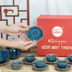 Bộ Trà Men Hỏa Biến Xanh Mẫu Đơn
