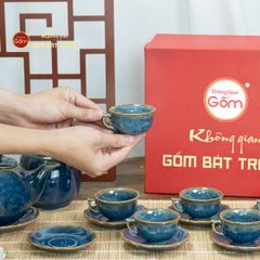 Bộ Trà Men Hỏa Biến Xanh Mẫu Đơn