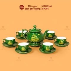 Bộ Trà Men Lục Vẽ Vàng (Nhiều mẫu)