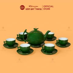 Bộ Trà Men Lục Bưởi Cành Kẻ Vàng