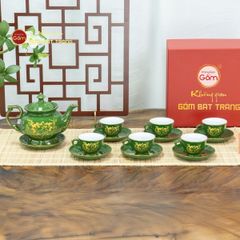 Bộ Trà Men Lục Vẽ Vàng (Nhiều mẫu)
