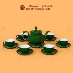 Bộ Trà Men Lục Đài Các Kẻ Vàng
