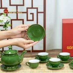 Bộ Trà Men Lục Đài Các Kẻ Vàng