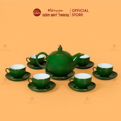 Bộ Trà Men Lục Ngọn Lửa Kẻ Vàng