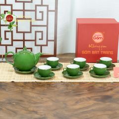 Bộ Trà Men Lục Ngọn Lửa Kẻ Vàng