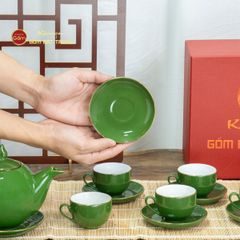 Bộ Trà Men Lục Ngọn Lửa Kẻ Vàng