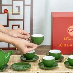 Bộ Trà Men Lục Ngọn Lửa Kẻ Vàng