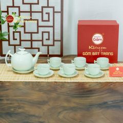 Bộ Trà Men Ngọc Bưởi Cành Vẽ Vàng