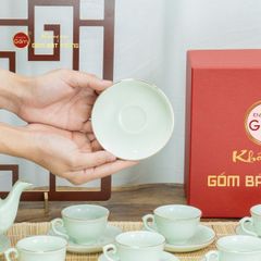 Bộ Trà Men Ngọc Đài Các Vẽ Vàng