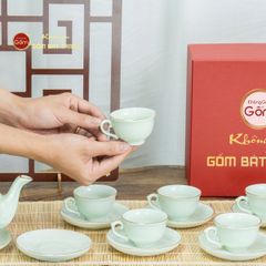 Bộ Trà Men Ngọc Đài Các Vẽ Vàng