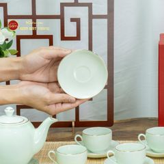 Bộ Trà Men Ngọc Dáng Minh Long Vẽ Vàng