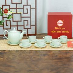 Bộ Trà Men Ngọc Dáng Minh Long Vẽ Vàng