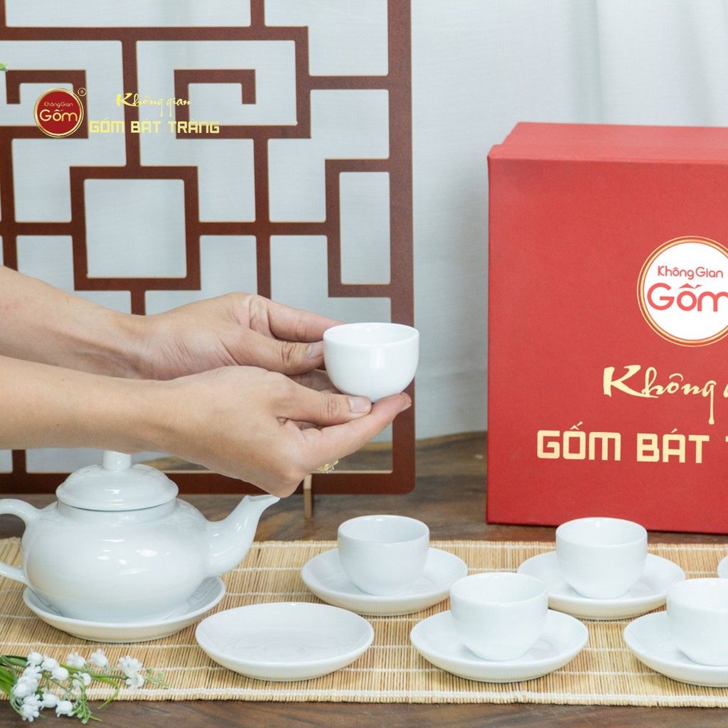 Bộ Trà Men Trắng Bà Ba