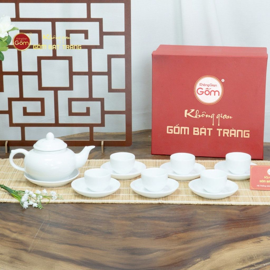 Bộ Trà Men Trắng Bà Ba