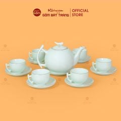 Bộ Trà Men Ngọc Bưởi Cành Vẽ Vàng