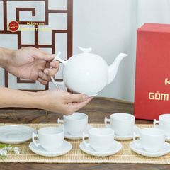 Bộ Trà Men Trắng Bưởi Cành