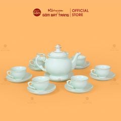 Bộ Trà Men Ngọc Đài Các Vẽ Vàng