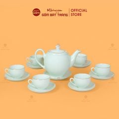 Bộ Trà Men Ngọc Dáng Minh Long Vẽ Vàng