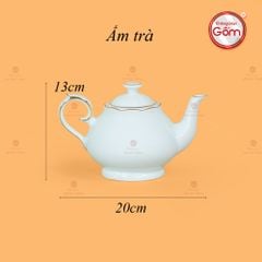 Bộ Trà Men Trắng Hồ Lô Vẽ Viền Vàng