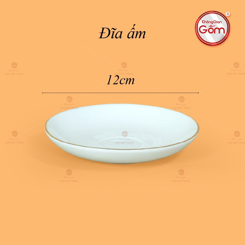 Bộ Trà Men Trắng Hồ Lô Vẽ Viền Vàng