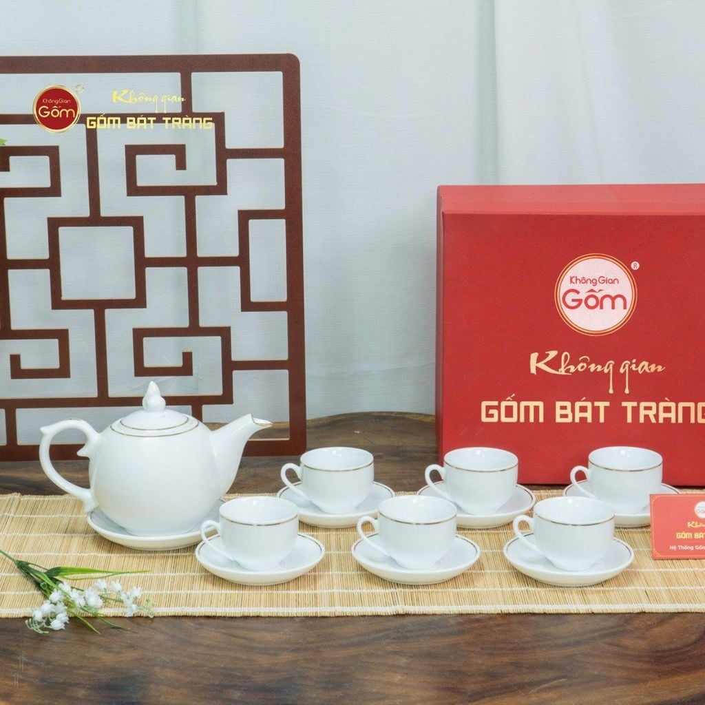 Bộ Trà Men Trắng Ngọn Lửa