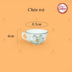 Bộ Trà Men Trắng Ngọn Lửa Họa Tiết Hoa Sen