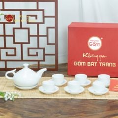 Bộ Trà Men Trắng Vòi Voi