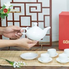 Bộ Trà Men Trắng Vòi Voi