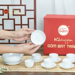 Bộ Trà Men Trắng Vòi Voi