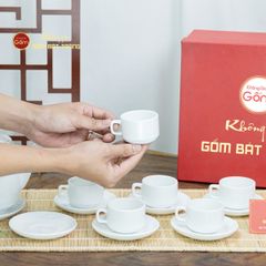 Bộ Trà Men Trắng Vuông Cao