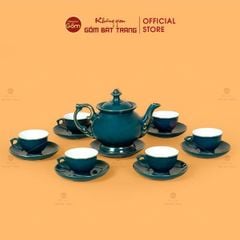 Bộ Trà Men Xanh Lam Vẽ Vàng (Nhiều mẫu)
