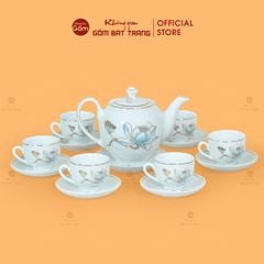 Bộ Trà Minh Long Hoa Sen Xanh Vẽ Vàng