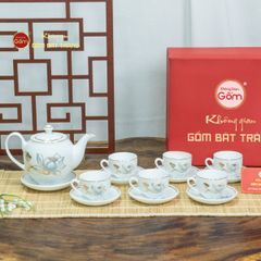 Bộ Trà Minh Long Hoa Sen Xanh Vẽ Vàng