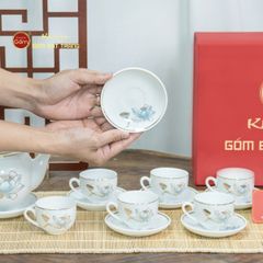 Bộ Trà Minh Long Hoa Sen Xanh Vẽ Vàng