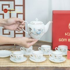 Bộ Trà Minh Long Hoa Sen Xanh Vẽ Vàng