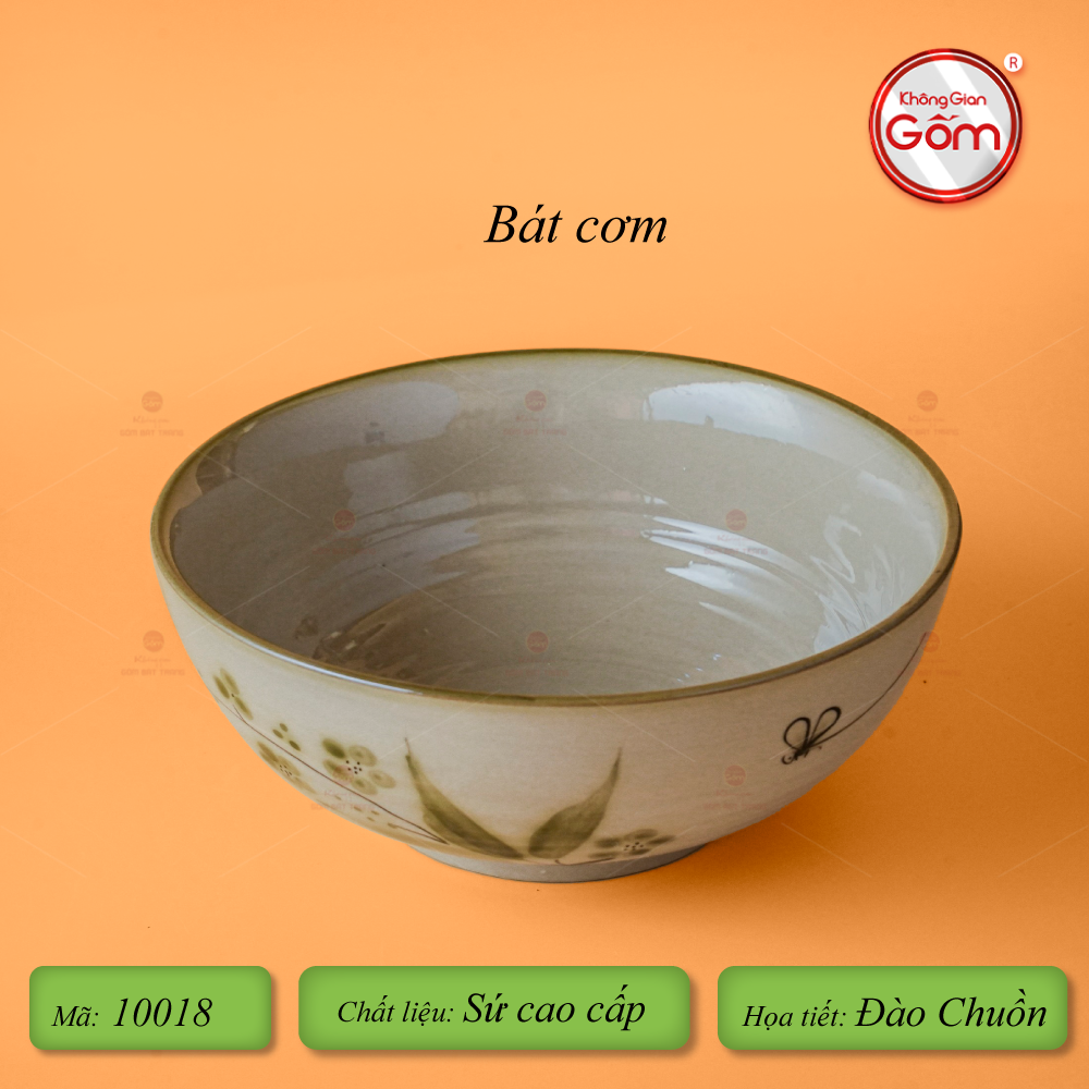 Bộ Bát Đĩa Bát Tràng Men Kem Đào Chuồn