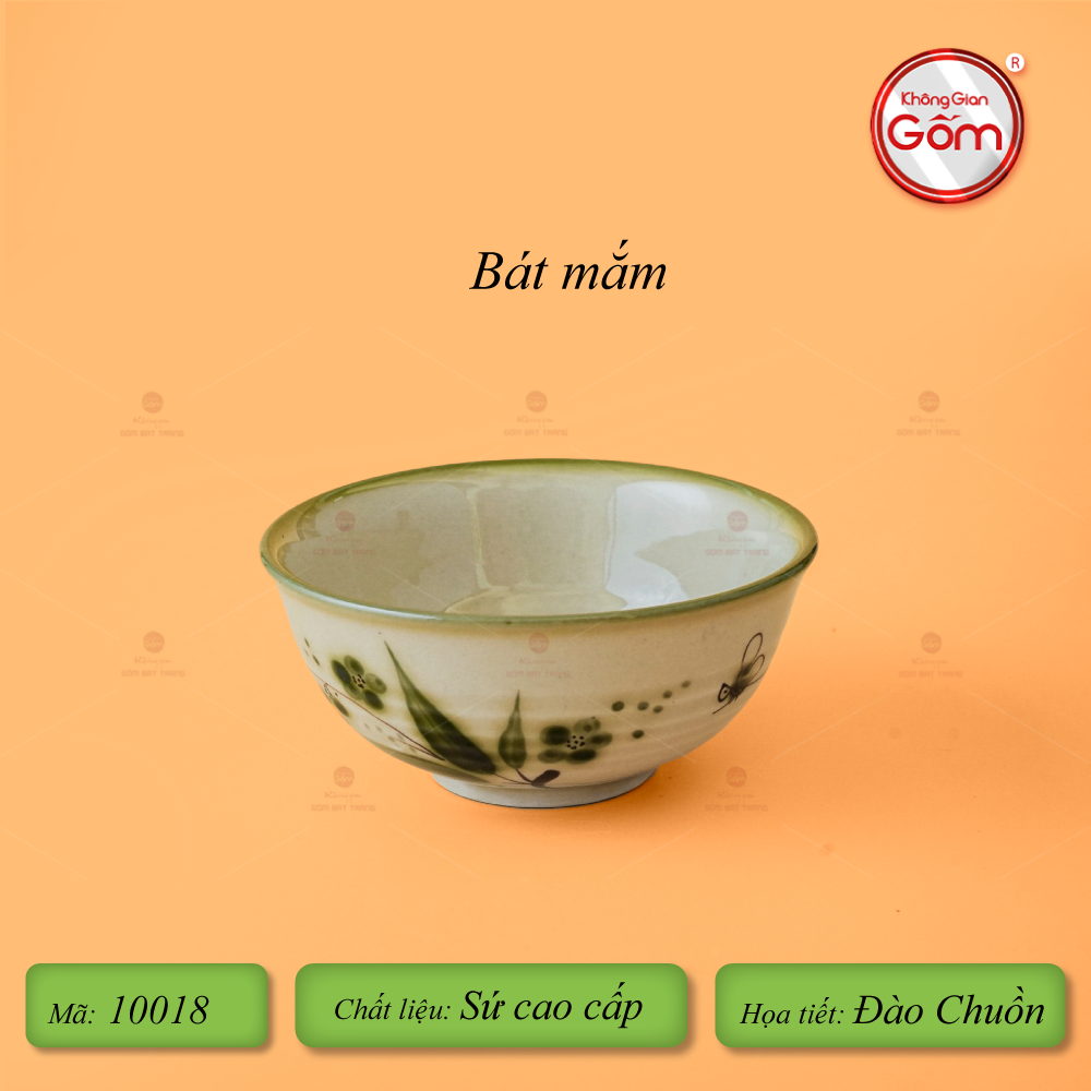 Bộ Bát Đĩa Bát Tràng Men Kem Đào Chuồn