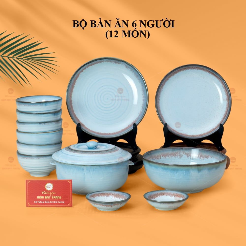 Bộ Bàn Ăn 6 Người (12 món) Men Biển Xanh Kim Sa