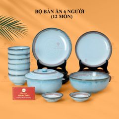 Bộ Bàn Ăn 6 Người (12 món) Men Biển Xanh Kim Sa
