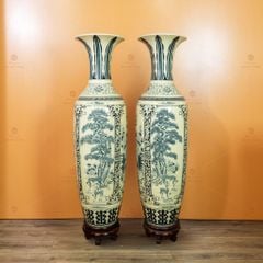 Lộc Bình 1M6 Men Rạn Tứ Cảnh Hanh Vàng Vẽ Kỹ