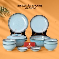 Bộ Bàn Ăn 4 Người (10 món) Men Biển Xanh Kim Sa