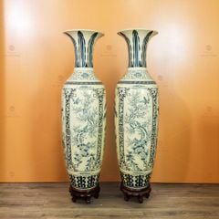 Lộc Bình 1M6 Men Rạn Tứ Cảnh Hanh Vàng Vẽ Kỹ