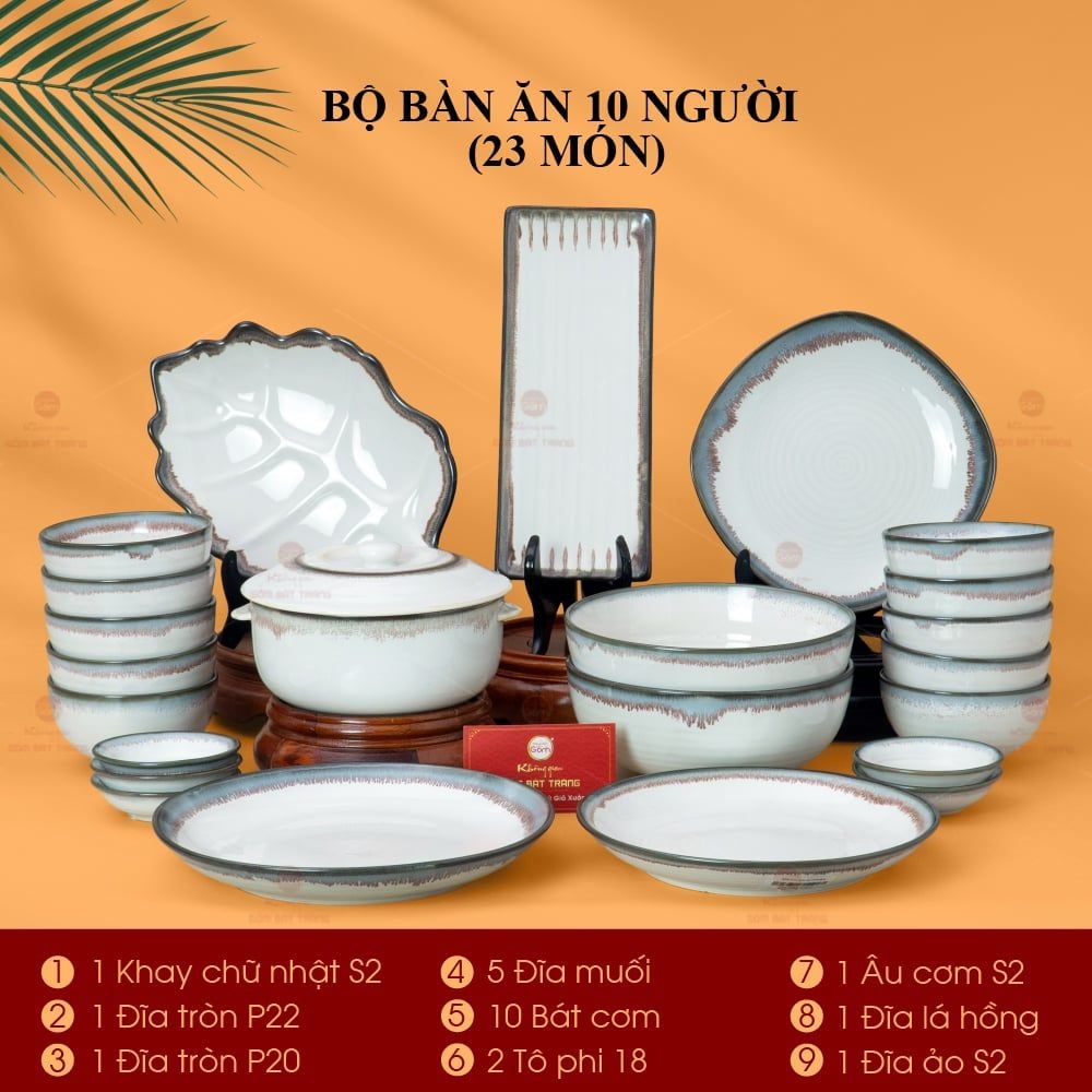Bộ Bàn Ăn 10 Người (23 món) Men Ngọc Trai