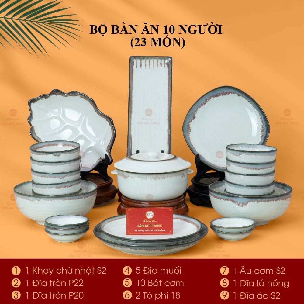 Bộ Bàn Ăn 10 Người (23 món) Men Ngọc Trai