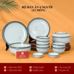 Bộ Bát Đĩa Bát Tràng Men Ngọc Trai