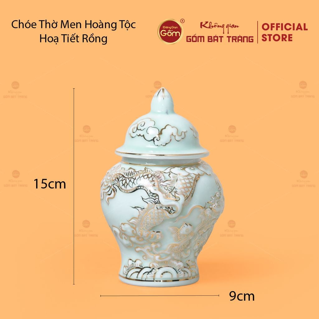 Chóe Thờ Men Ngọc Hoàng Tộc Vẽ Vàng Cá Chép Hóa Rồng